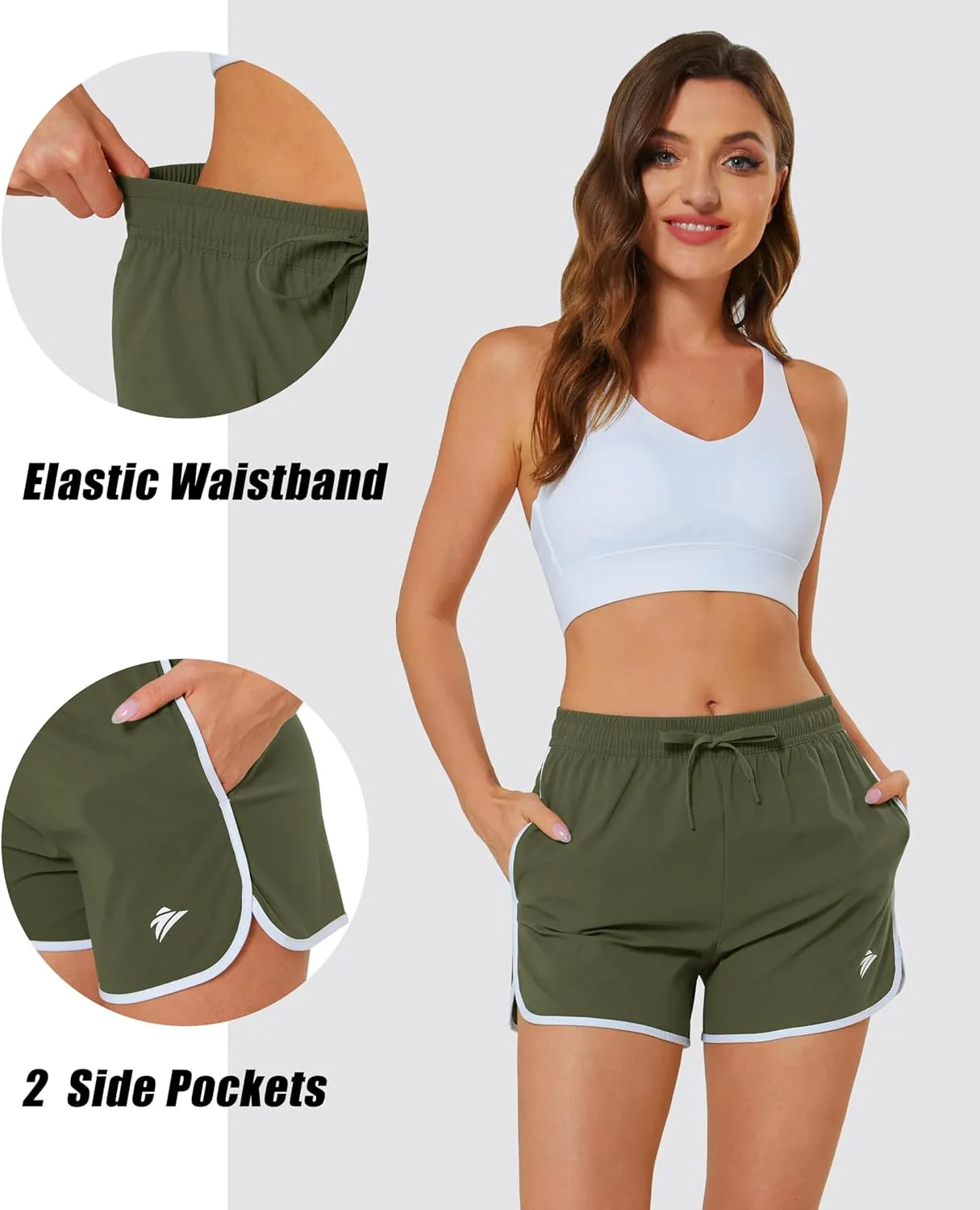 MAGCOMSEN Women's Athletic Shorts with Pockets Quick Dry Lightweight 3.5" Running Gym Workout Shorts Hiking Sport