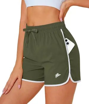 MAGCOMSEN Women's Athletic Shorts with Pockets Quick Dry Lightweight 3.5" Running Gym Workout Shorts Hiking Sport