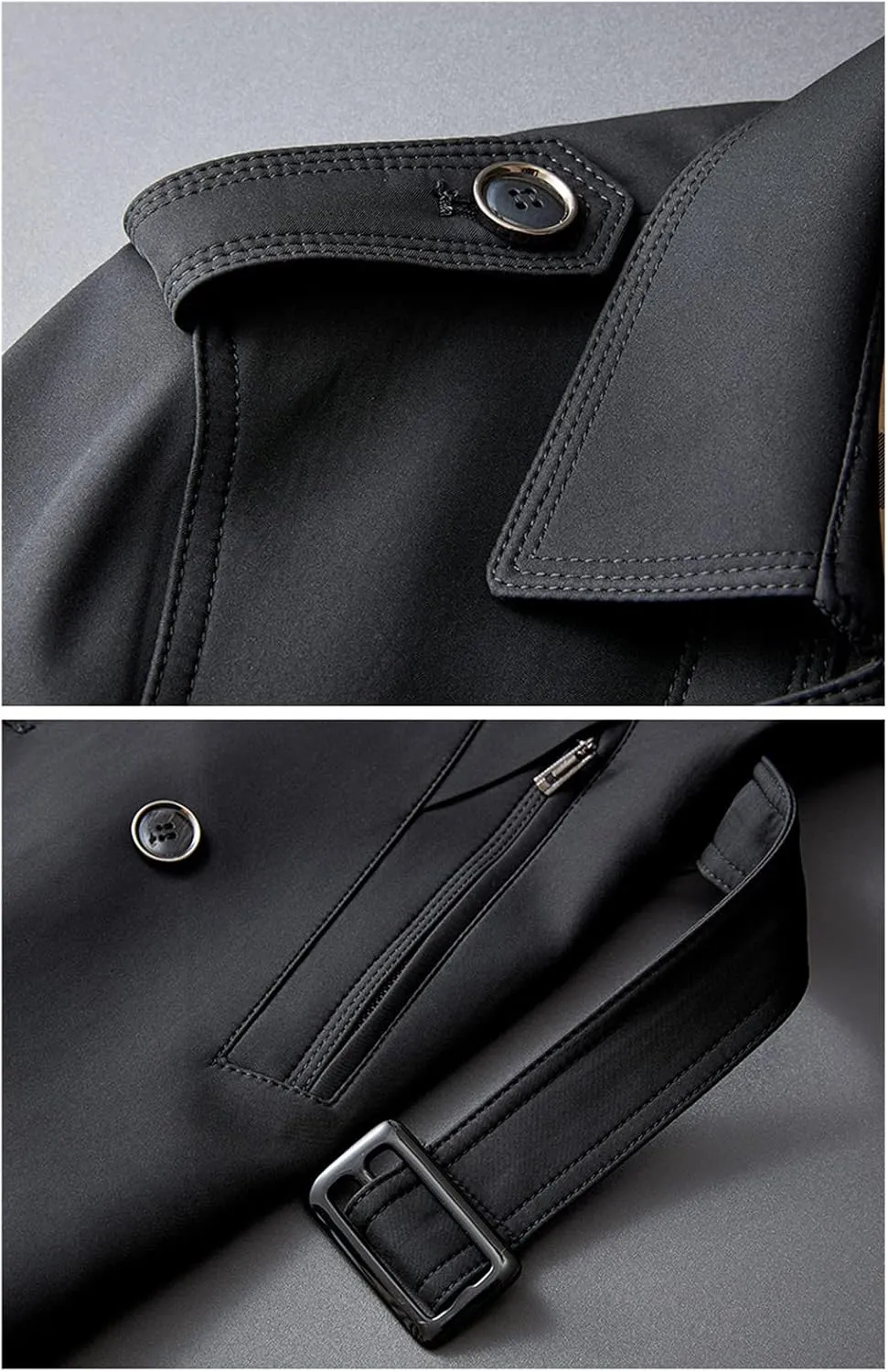 Maiyifu-GJ Men's Casual Double Breasted Trench Coat Casual Lapel Windbreaker Jacket Winter Stylish Long Overcoat with Belt