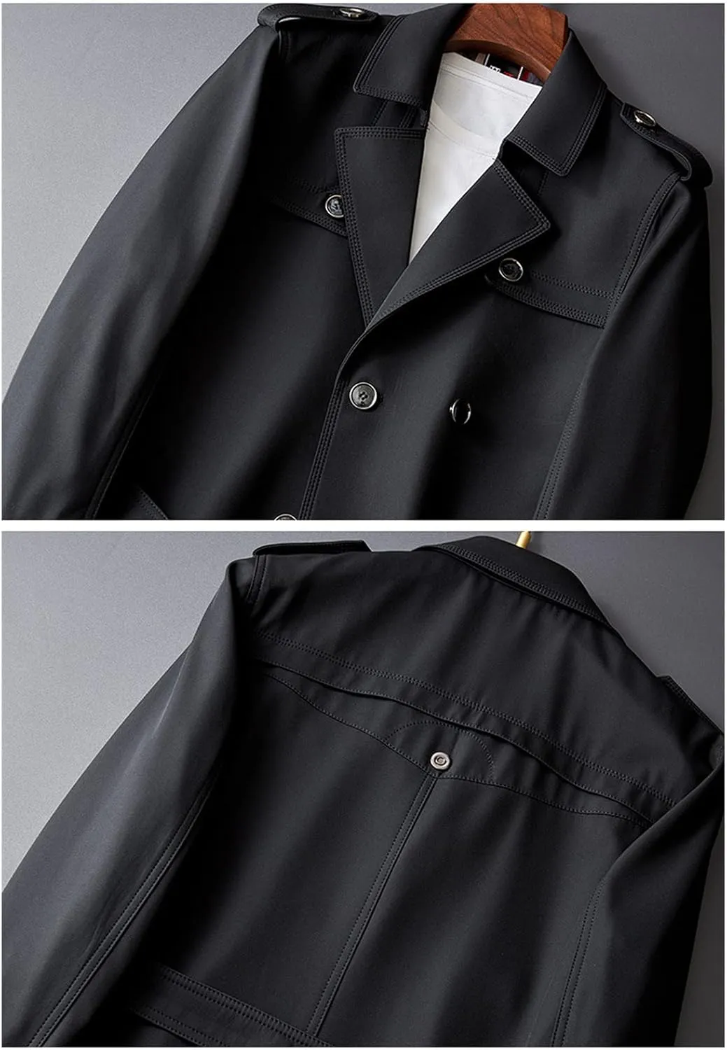 Maiyifu-GJ Men's Casual Double Breasted Trench Coat Casual Lapel Windbreaker Jacket Winter Stylish Long Overcoat with Belt