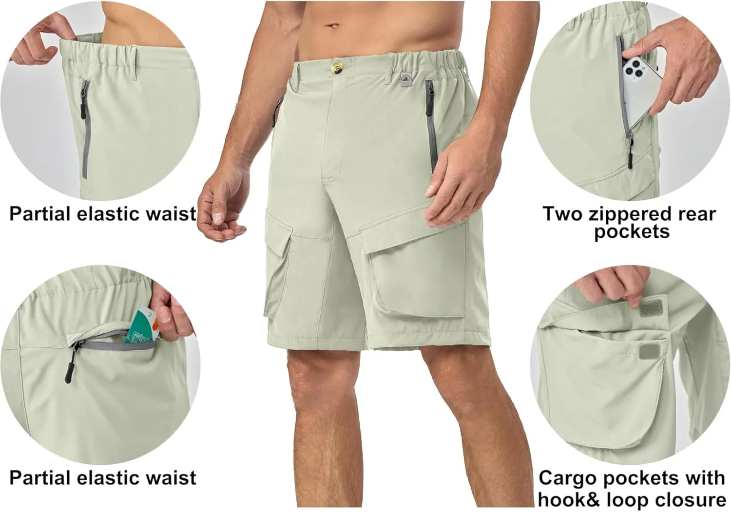 Mapamyumco Men's Hiking Shorts, Golf Shorts Quick Dry Cargo Shorts Lightweight for Casual, Running
