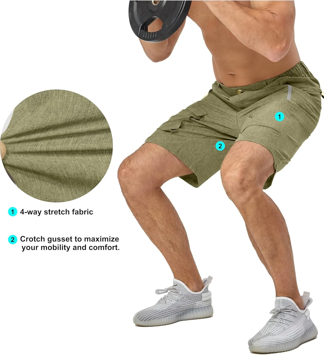 Mapamyumco Men's Hiking Shorts, Golf Shorts Quick Dry Cargo Shorts Lightweight for Casual, Running