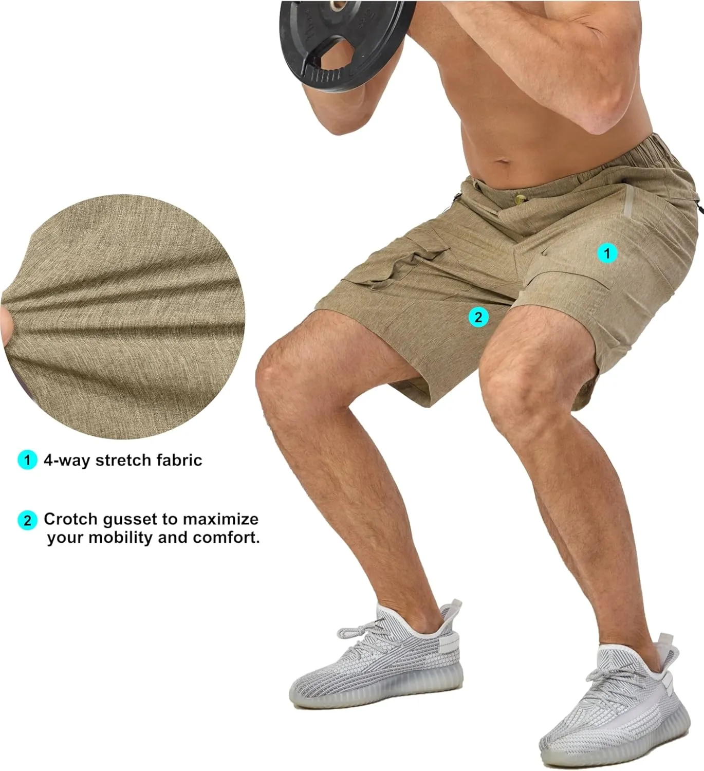 Mapamyumco Men's Hiking Shorts, Golf Shorts Quick Dry Cargo Shorts Lightweight for Casual, Running