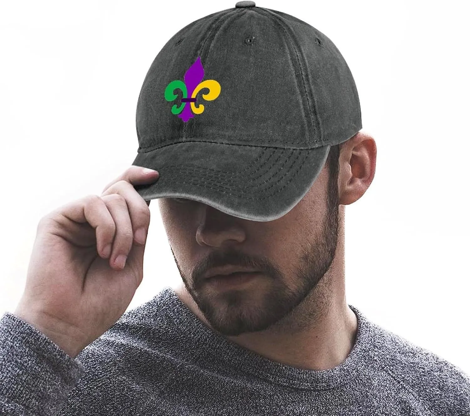 Mardi And Gras Fleur De Lis Classic Baseball Cap Adjustable Vintage Fishing Hiking Golf Hat Sun Hats Unisex