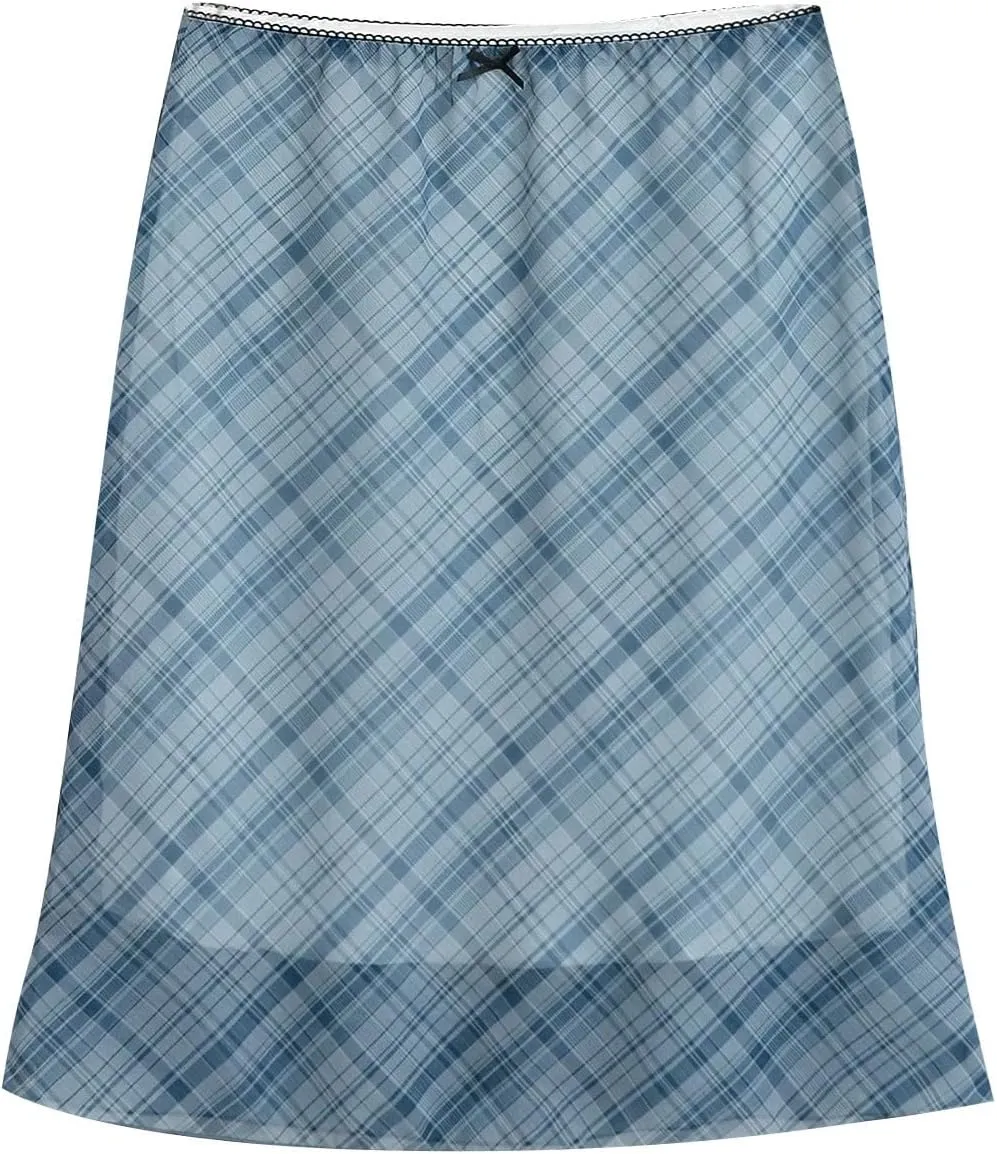Maxi Skirts for Summer Vacation High Elastic Waist Slim Fit Workout Stretchy Y2K Plaid Graphic Pencil Skirts