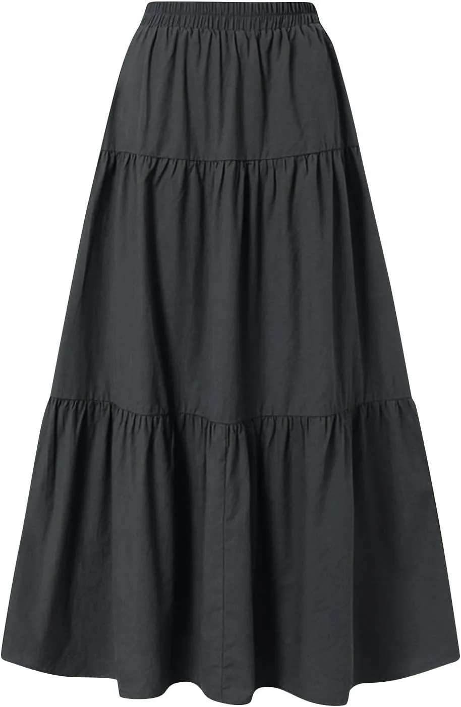 Maxi Skirts for Women Summer Drawstring Elastic High Waisted Ruffle Layered Tiered A Line Skirts Work Long Skirt