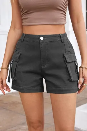 Melliflo Women's Cargo Shorts Summer Casual Jeans Denim Shorts Vintage High Waisted Button Zipper Shorts