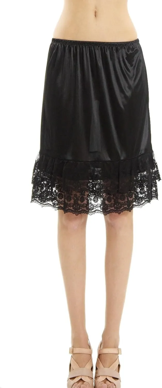 MELODY Double Lace Half Slip Satin Skirt Extender- 21" length