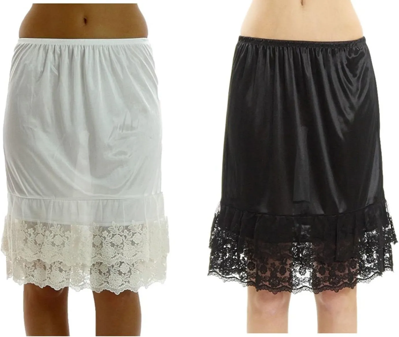 MELODY Double Lace Half Slip Satin Skirt Extender- 21" length