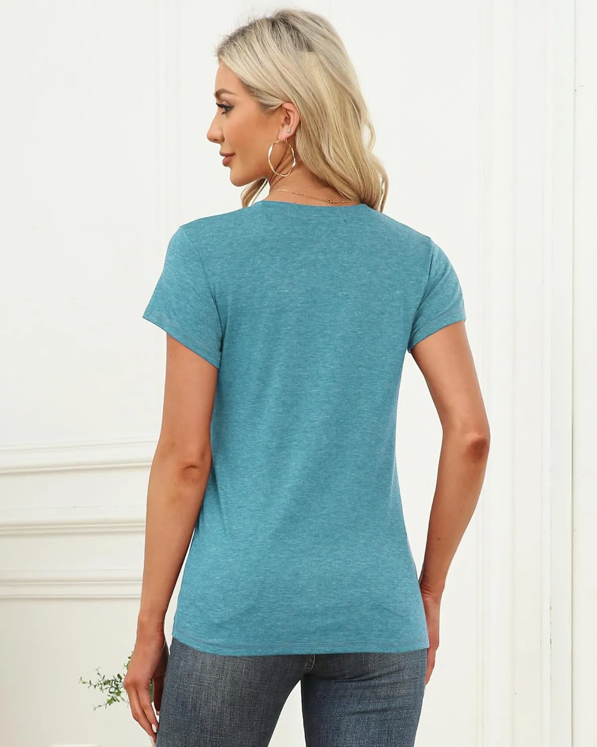 Memorose Womens Short Sleeve Tops Summer T Shirts Round Neck Causal Fashion Basic Tee
