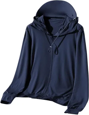 Men UPF 50 Light Jacket Zip Up Hoodie Breathable Long Sleeve SPF Fishing Hiking UV Sun Shirts Sun Protection Clothing