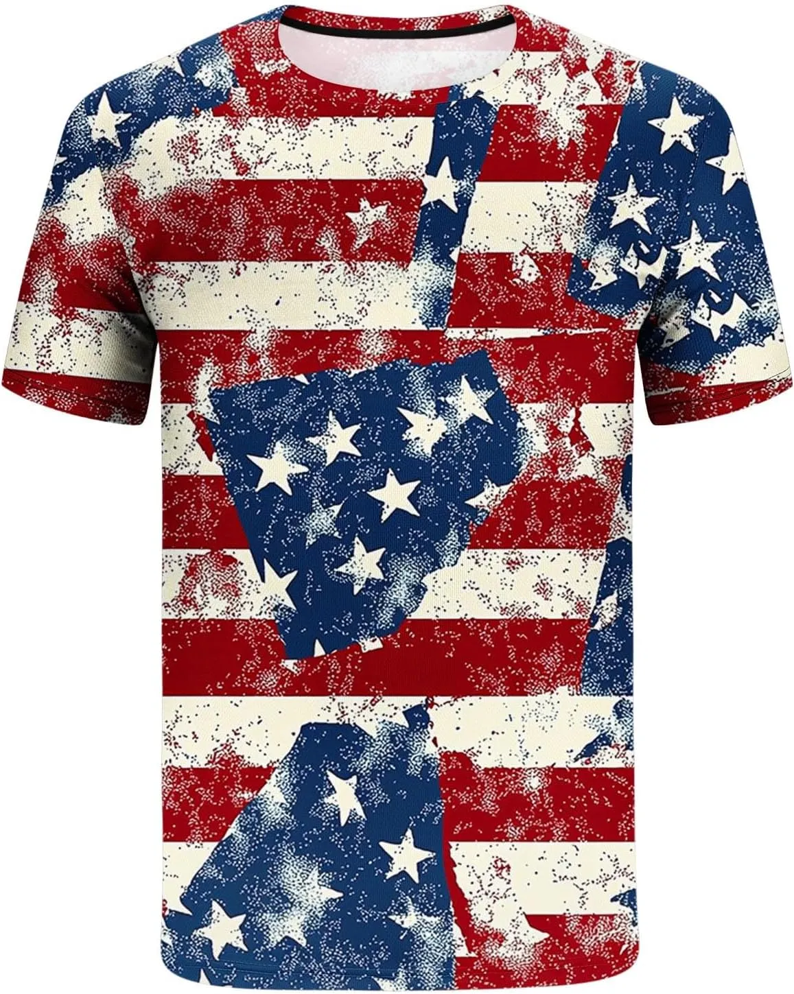 Men's American Flag Print Golf T-Shirt Casual Short Sleeve Summer Zip Up Lapel Beach Muscle Tee Shirts