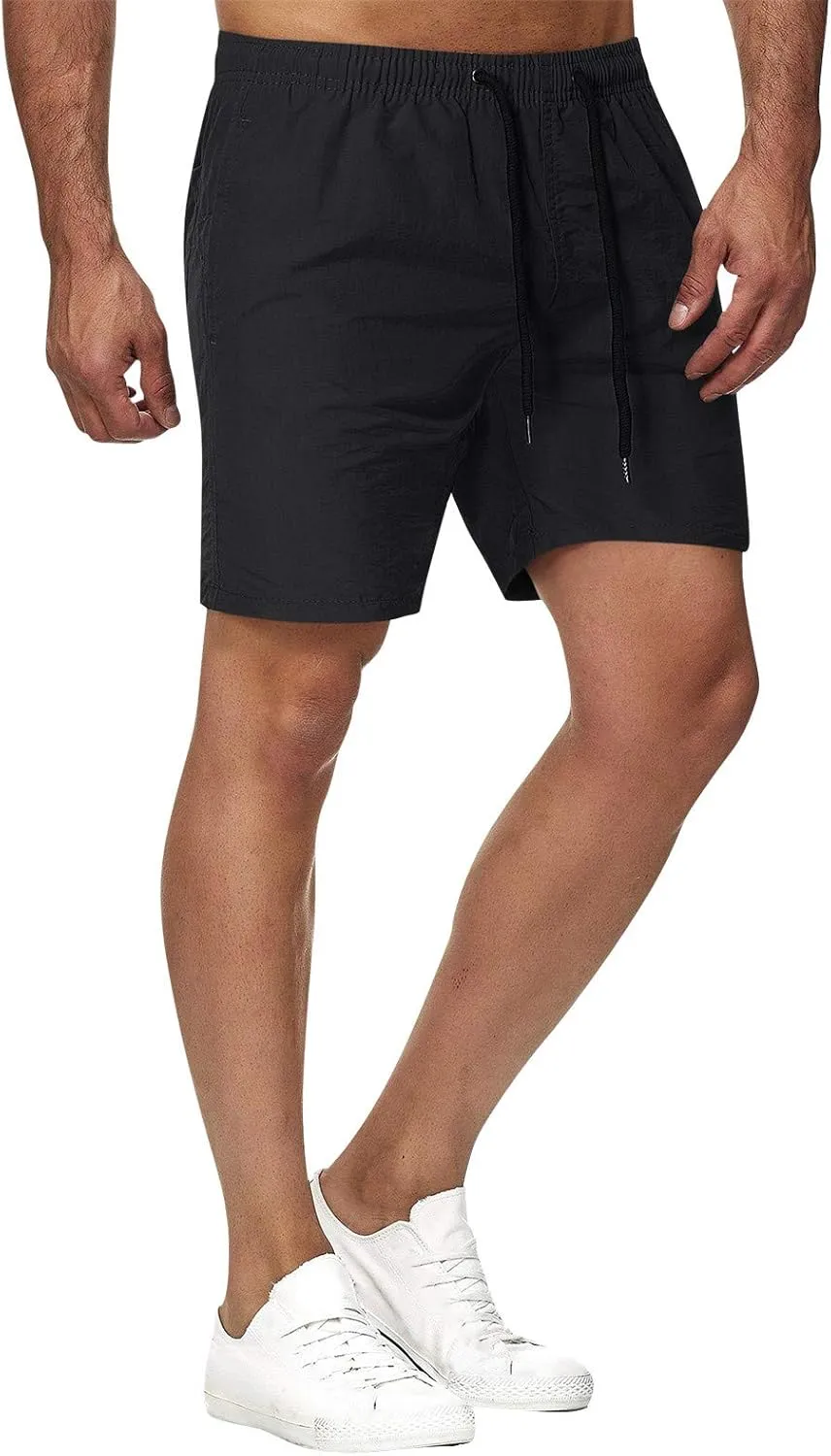 Mens Athletic Shorts Lightweight Summer Quick-Dry Running Sports Shorts Elastic Waist Drawstring Casual Beach Shorts