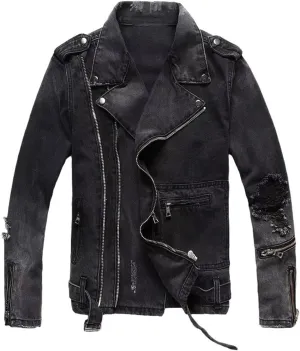 Men's Autumn and Winter Denim Jackets, American Retro Slim-fit Motorcycle Jackets