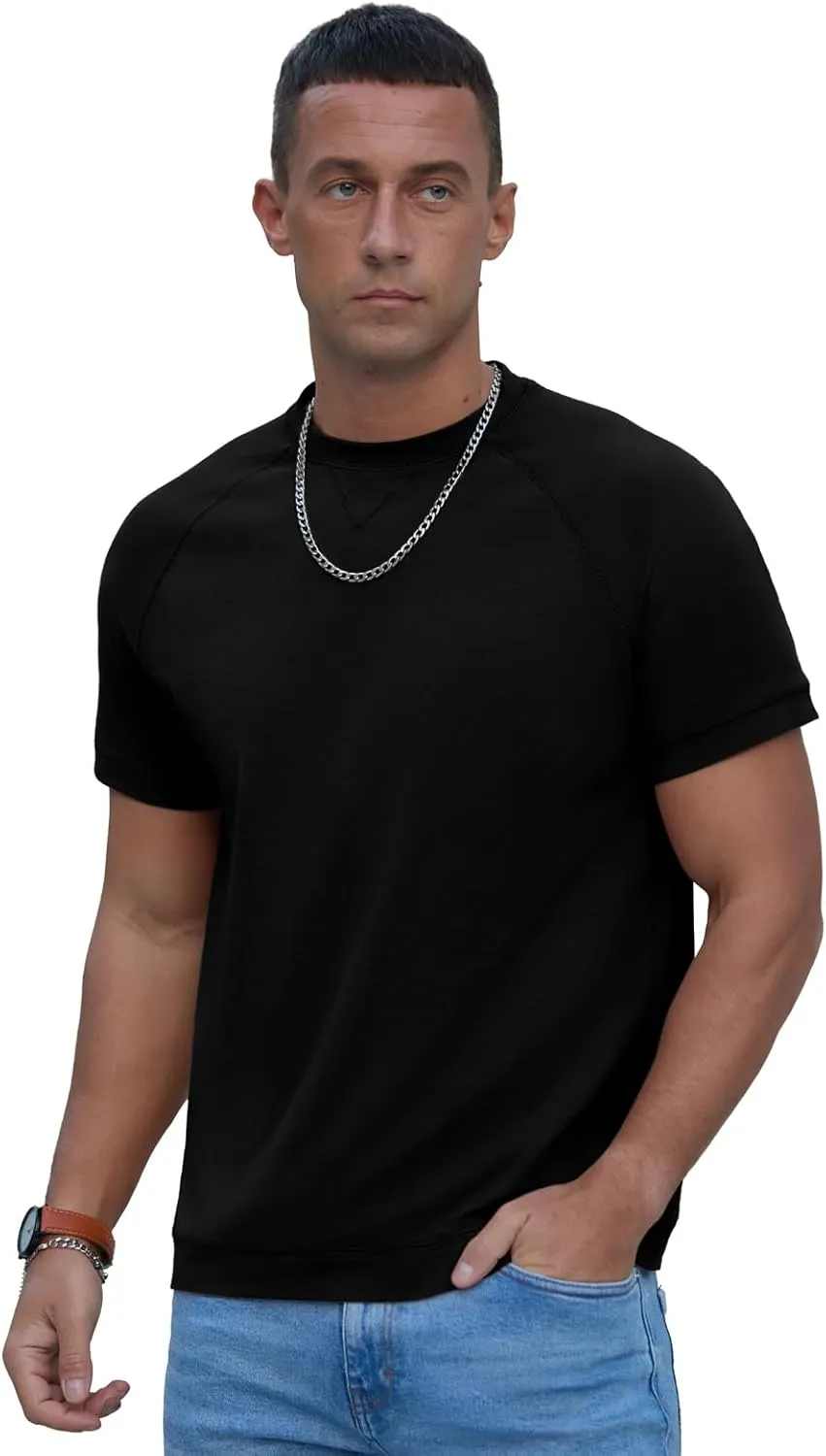 Men's Basic Crew Neck Tees Tops Summer Causal Cotton T Shirts for Men