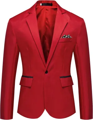 Men's Blazer Jacket Plus Size One Buttons Coton Suit Jackets Stylish Slim Fit Business Work Suit Jacket Sport Coat
