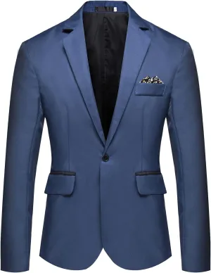Men's Blazer Jacket Plus Size One Buttons Coton Suit Jackets Stylish Slim Fit Business Work Suit Jacket Sport Coat