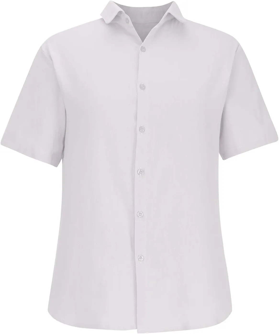 Mens Button Down Shirt Short Sleeve Casual Cotton Linen Tops Summer Beach Baggy V-Neck Tee Top 2024 Trendy Clothes