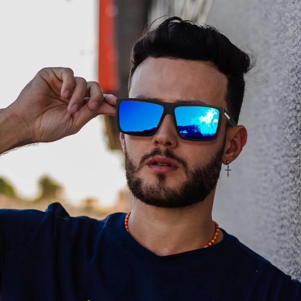 Men’s Classic Style Square Polarized Sunglasses Plastic Lightweight Eyewear UV Protection For Driving