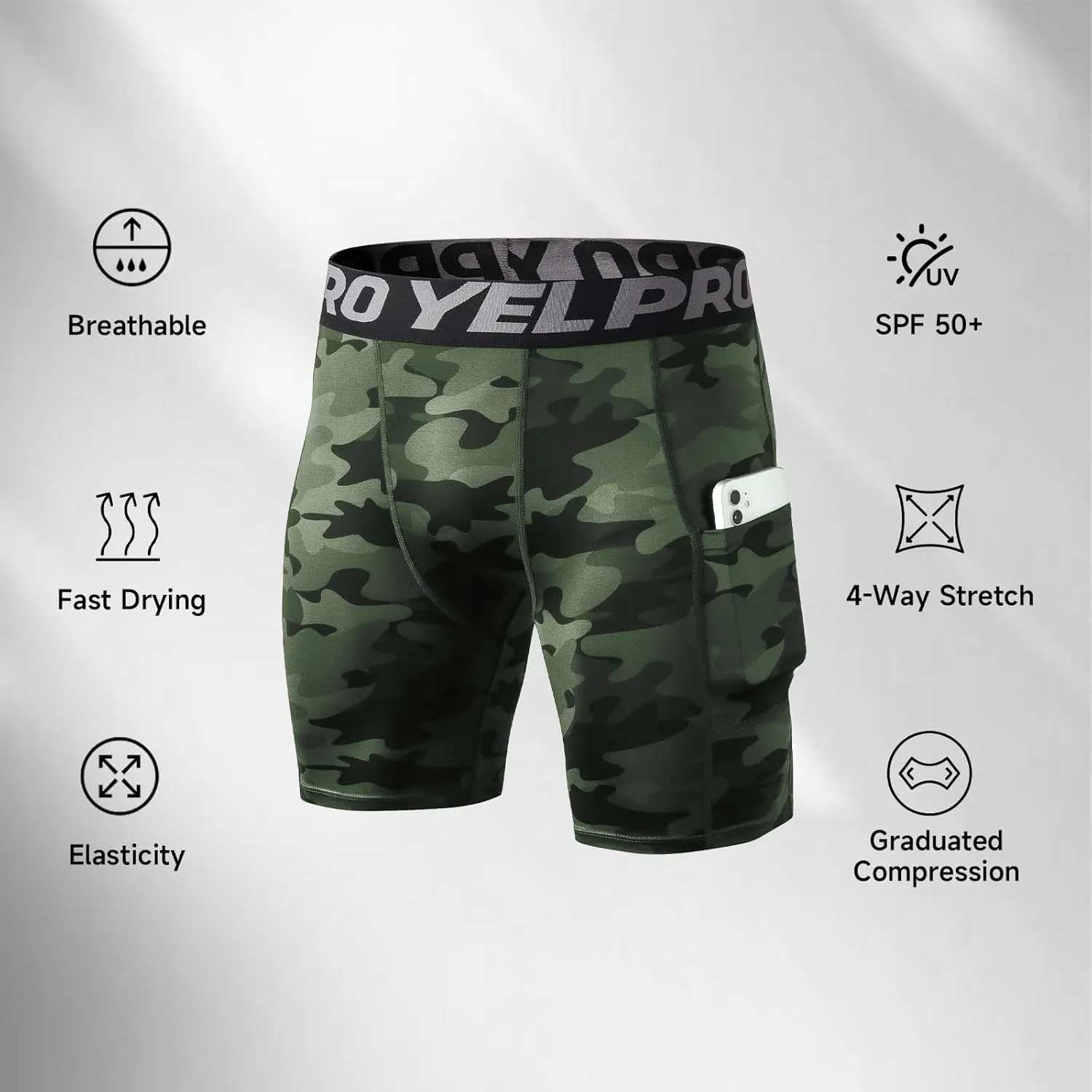Men’s Compression Shorts with Pocket 1/3 Pack- Running Athletic Workout Underwear Shorts Spandex Sport Tight Shorts