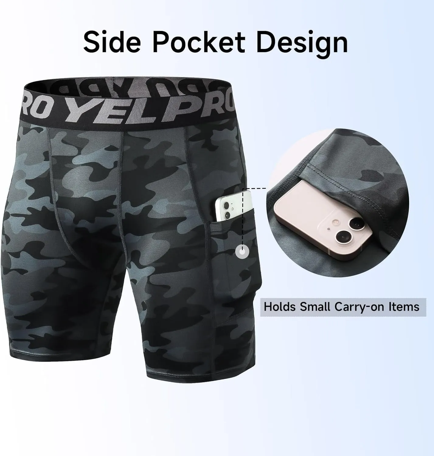 Men’s Compression Shorts with Pocket 1/3 Pack- Running Athletic Workout Underwear Shorts Spandex Sport Tight Shorts
