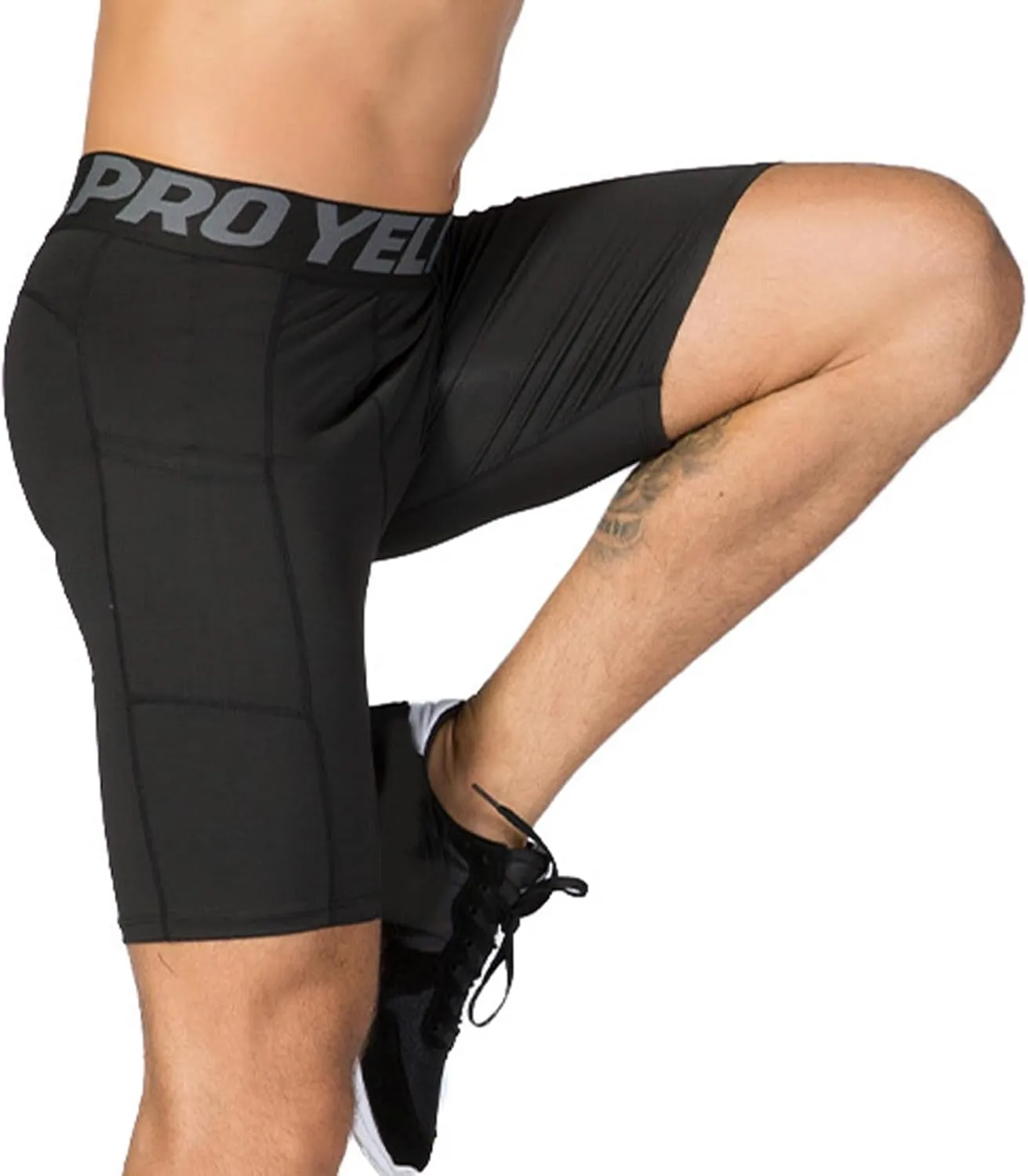 Men’s Compression Shorts with Pocket 1/3 Pack- Running Athletic Workout Underwear Shorts Spandex Sport Tight Shorts