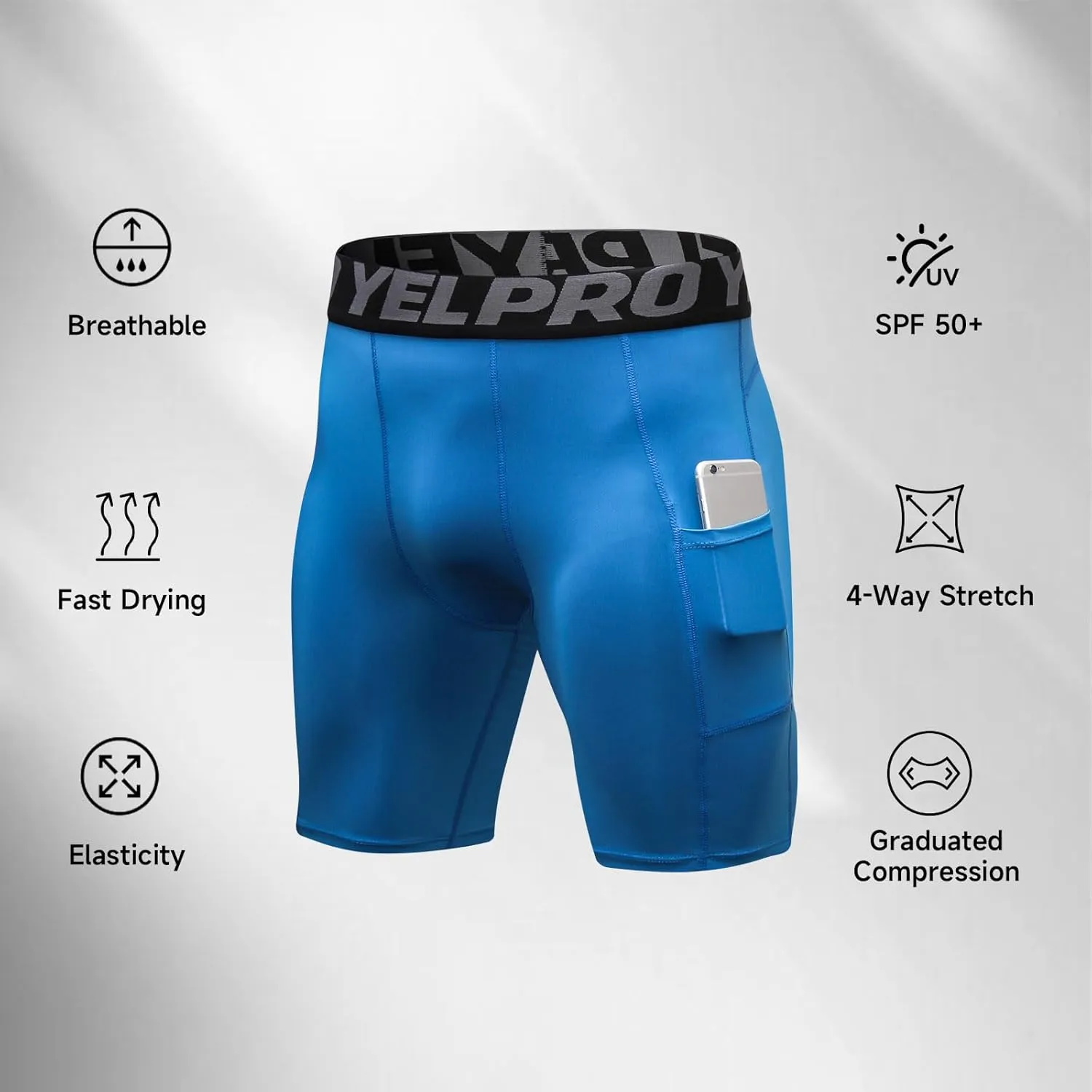Men’s Compression Shorts with Pocket 1/3 Pack- Running Athletic Workout Underwear Shorts Spandex Sport Tight Shorts