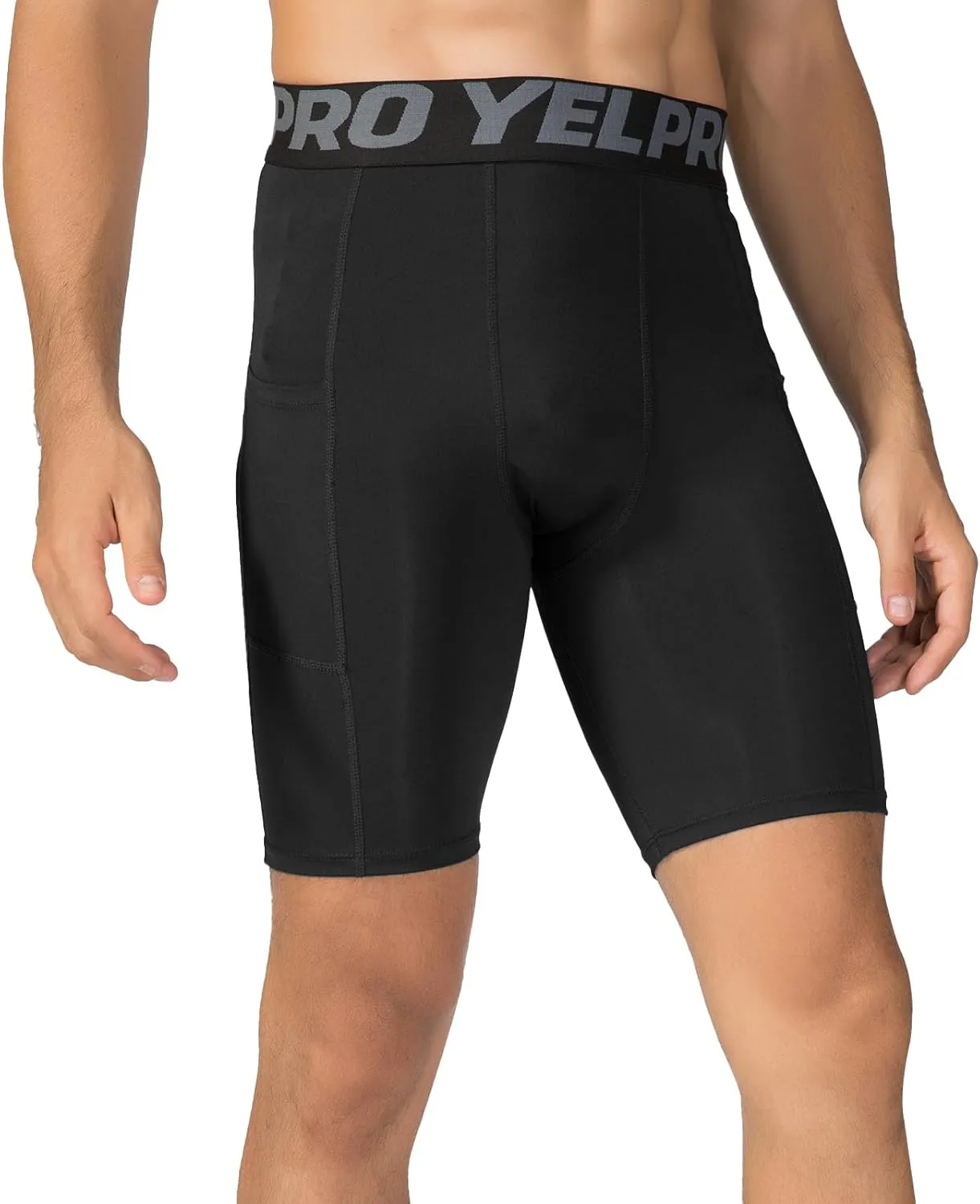 Men’s Compression Shorts with Pocket 1/3 Pack- Running Athletic Workout Underwear Shorts Spandex Sport Tight Shorts