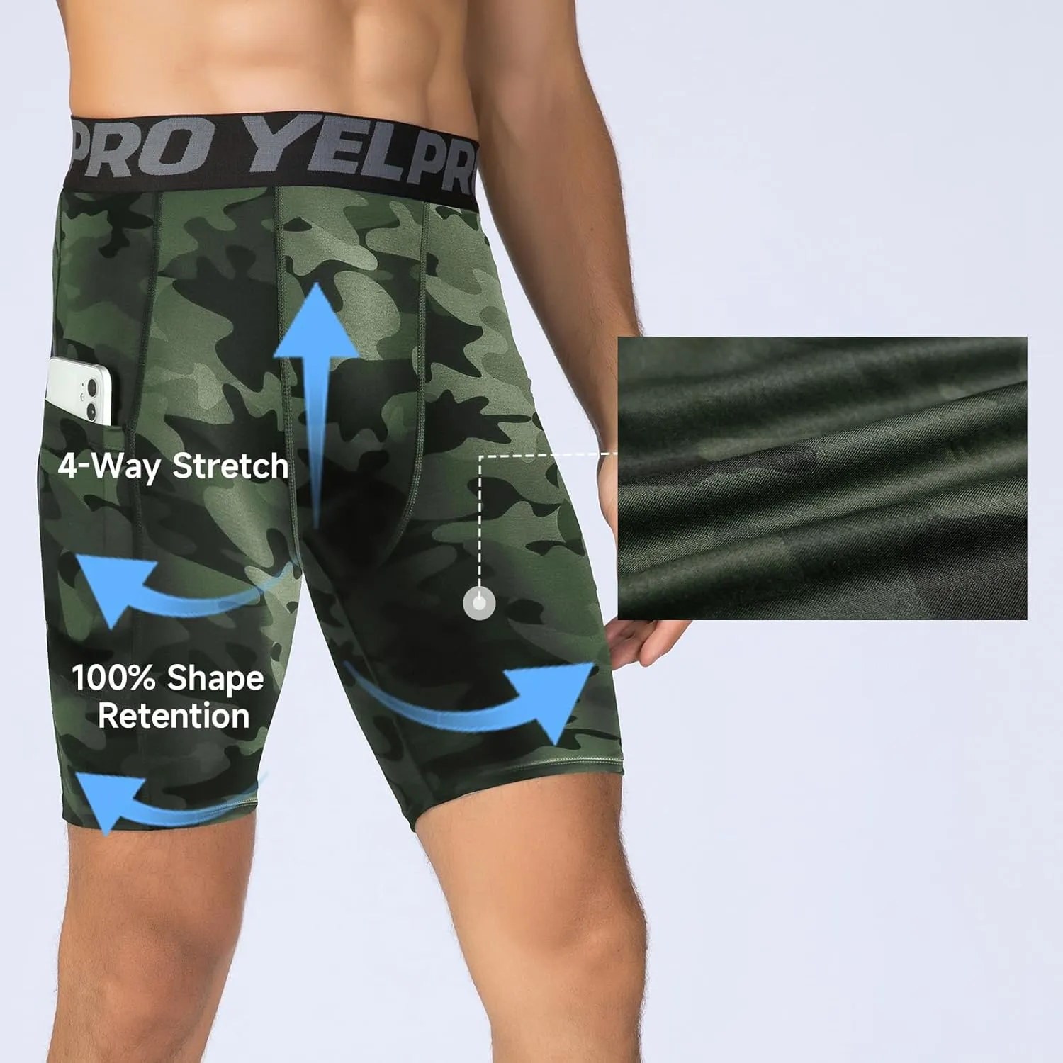 Men’s Compression Shorts with Pocket 1/3 Pack- Running Athletic Workout Underwear Shorts Spandex Sport Tight Shorts