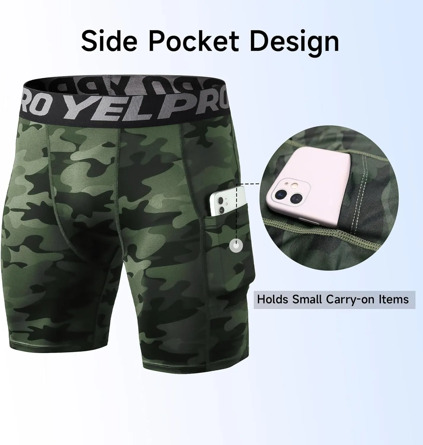 Men’s Compression Shorts with Pocket 1/3 Pack- Running Athletic Workout Underwear Shorts Spandex Sport Tight Shorts