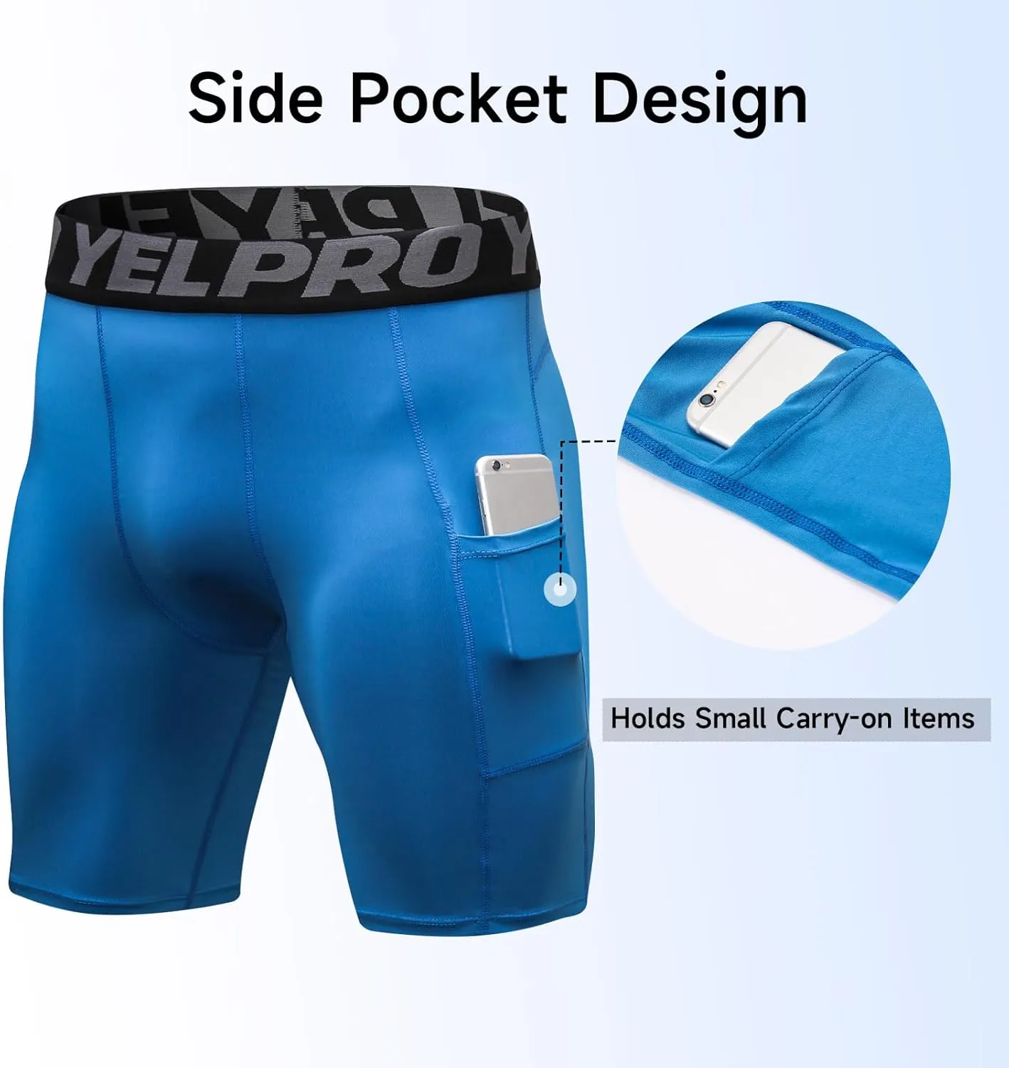 Men’s Compression Shorts with Pocket 1/3 Pack- Running Athletic Workout Underwear Shorts Spandex Sport Tight Shorts