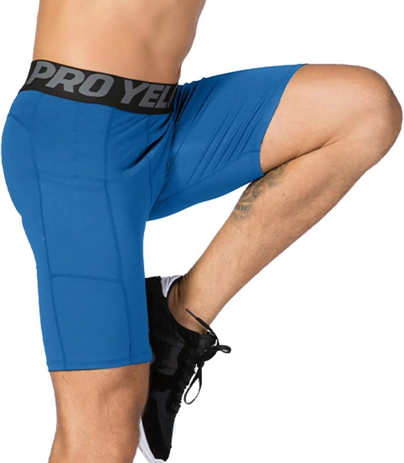 Men’s Compression Shorts with Pocket 1/3 Pack- Running Athletic Workout Underwear Shorts Spandex Sport Tight Shorts