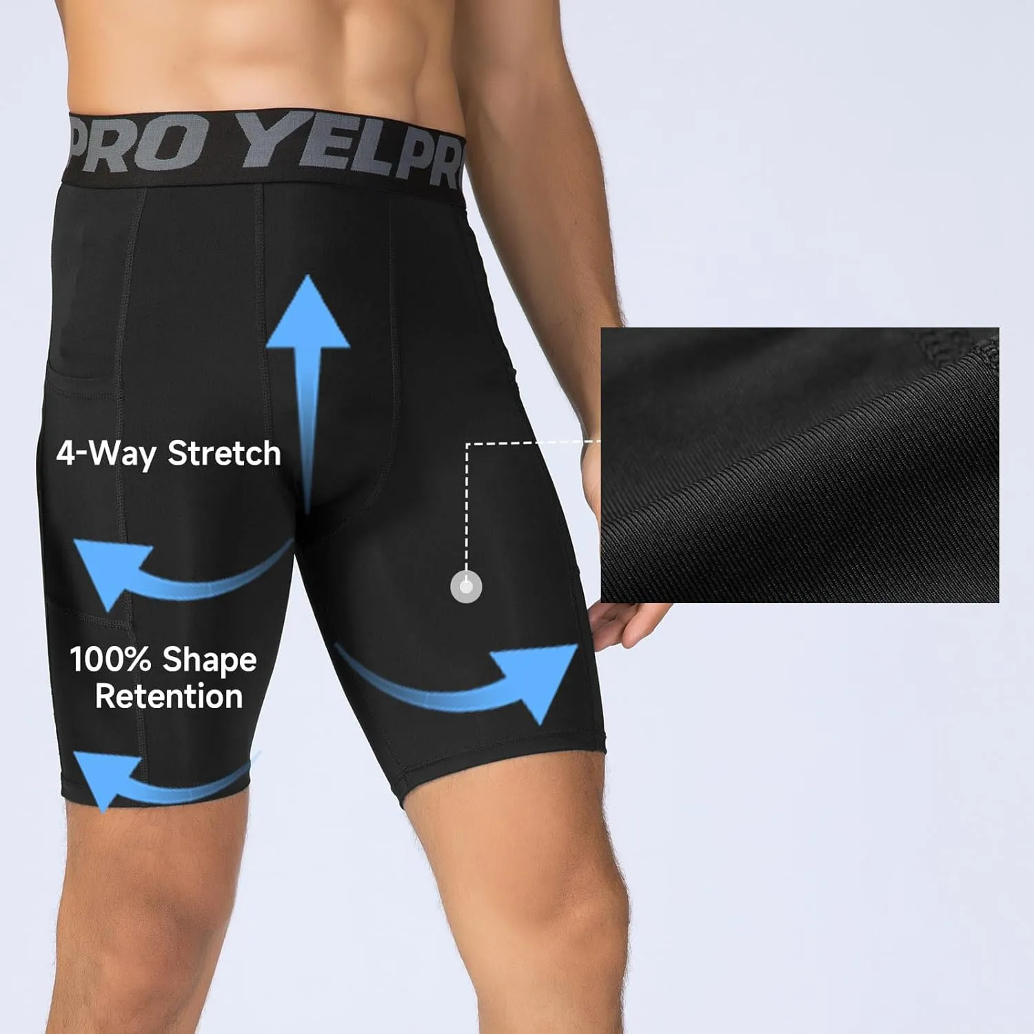Men’s Compression Shorts with Pocket 1/3 Pack- Running Athletic Workout Underwear Shorts Spandex Sport Tight Shorts