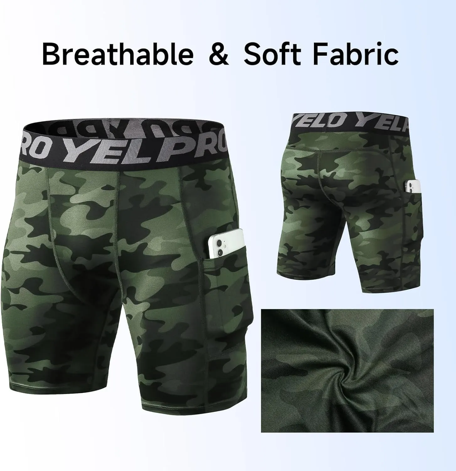 Men’s Compression Shorts with Pocket 1/3 Pack- Running Athletic Workout Underwear Shorts Spandex Sport Tight Shorts