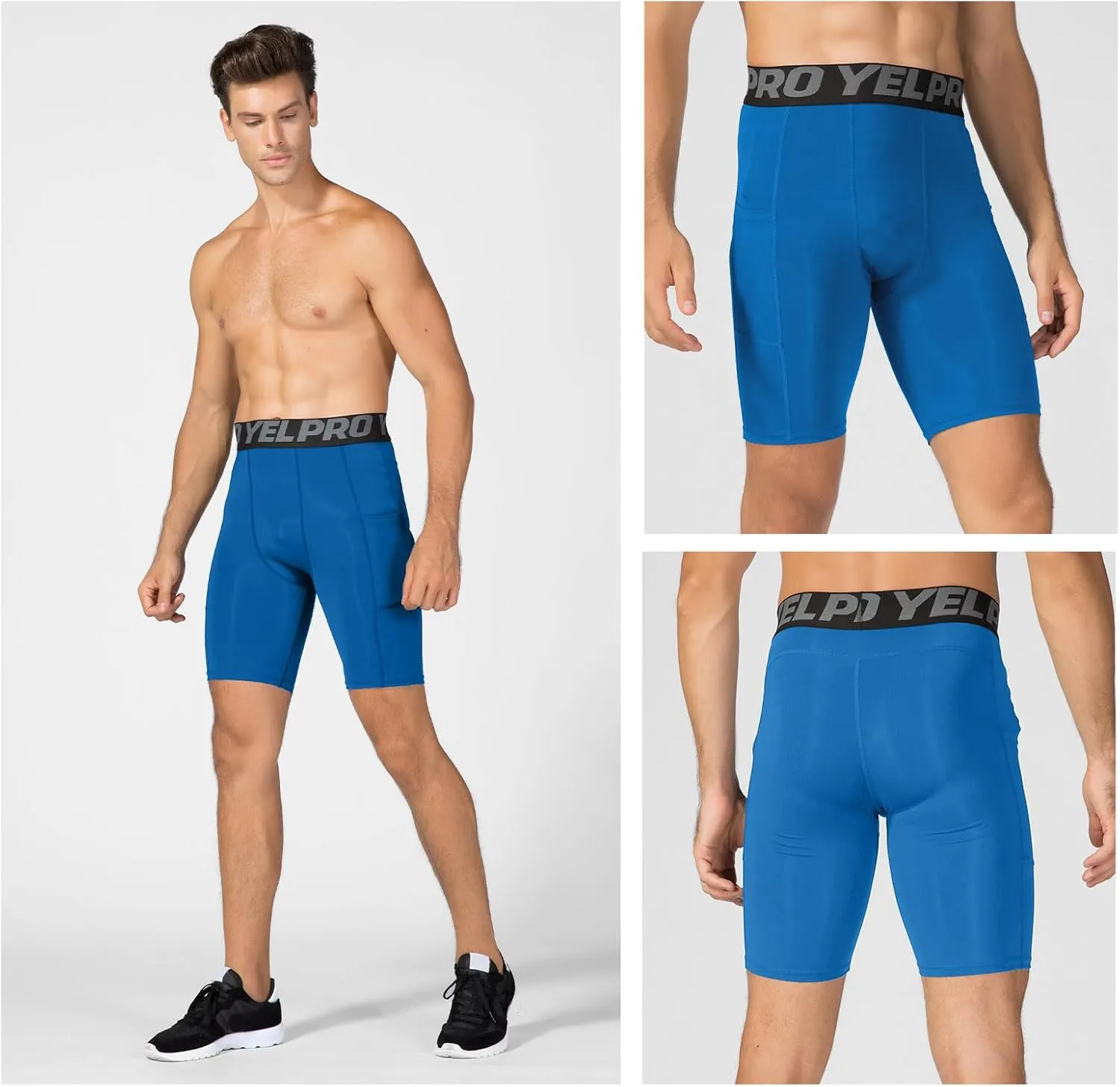 Men’s Compression Shorts with Pocket 1/3 Pack- Running Athletic Workout Underwear Shorts Spandex Sport Tight Shorts