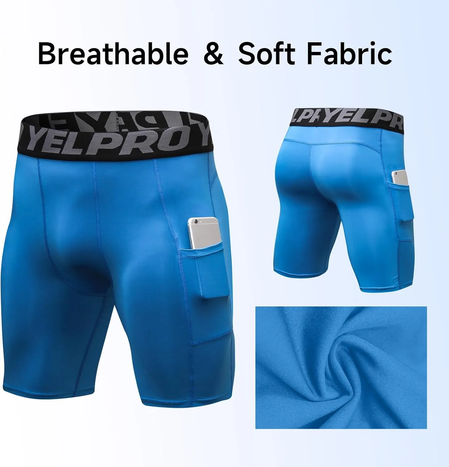 Men’s Compression Shorts with Pocket 1/3 Pack- Running Athletic Workout Underwear Shorts Spandex Sport Tight Shorts