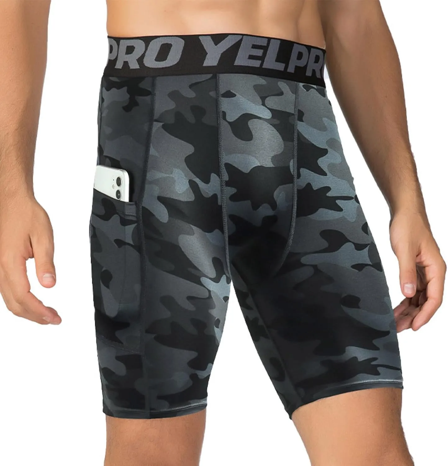 Men’s Compression Shorts with Pocket 1/3 Pack- Running Athletic Workout Underwear Shorts Spandex Sport Tight Shorts