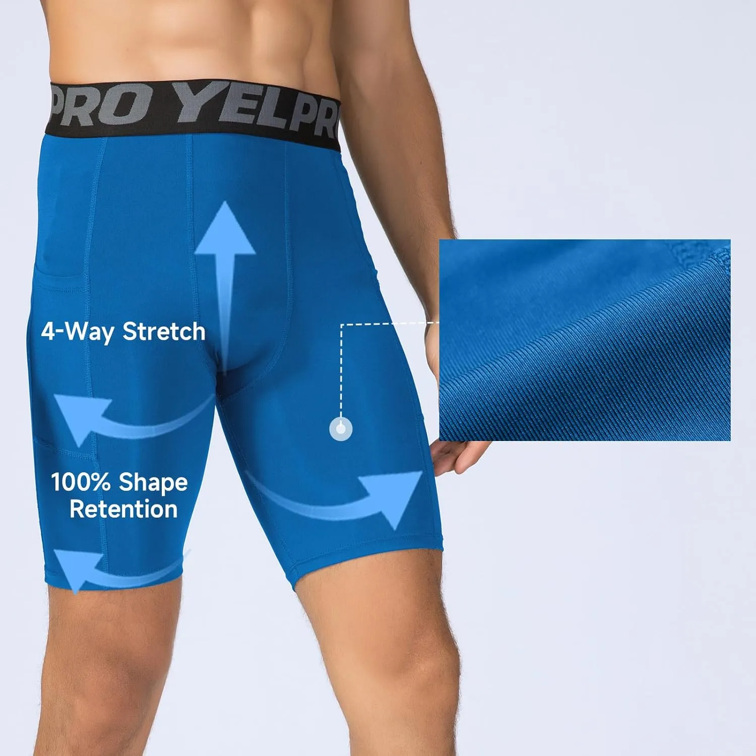 Men’s Compression Shorts with Pocket 1/3 Pack- Running Athletic Workout Underwear Shorts Spandex Sport Tight Shorts