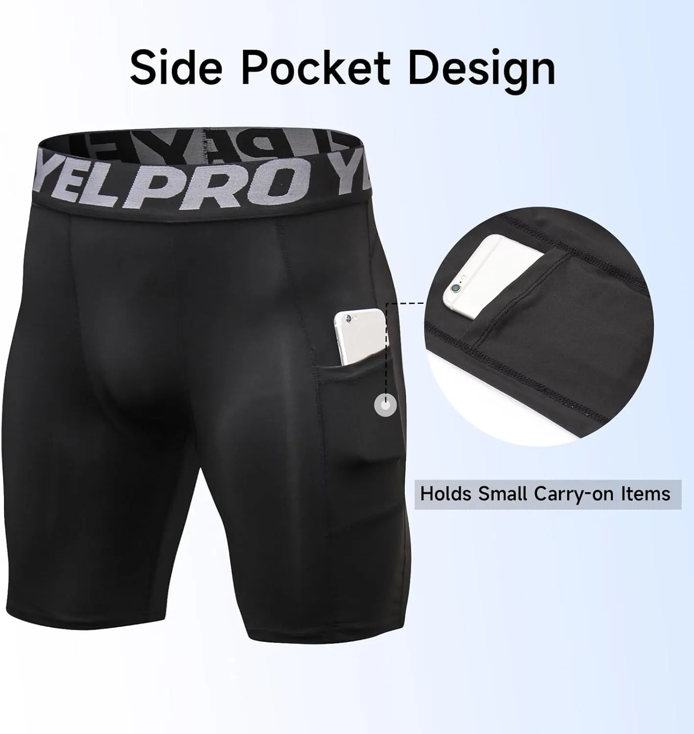 Men’s Compression Shorts with Pocket 1/3 Pack- Running Athletic Workout Underwear Shorts Spandex Sport Tight Shorts