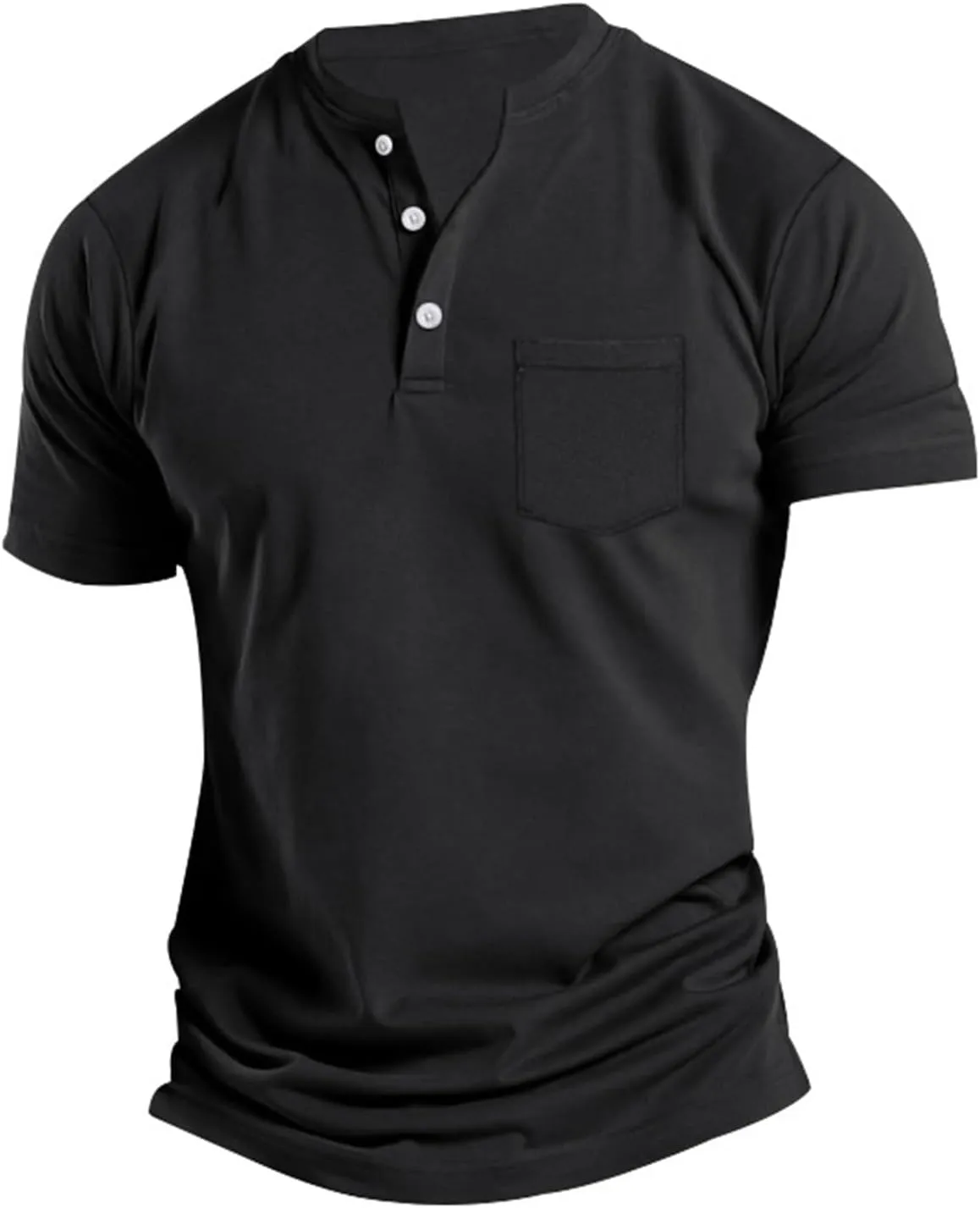 Mens Cotton Henley T-Shirts Casual Slim Fit Short Sleeve Button Fashion Basic Tees Work Shirts Regular Fit Tops 2025 Summer