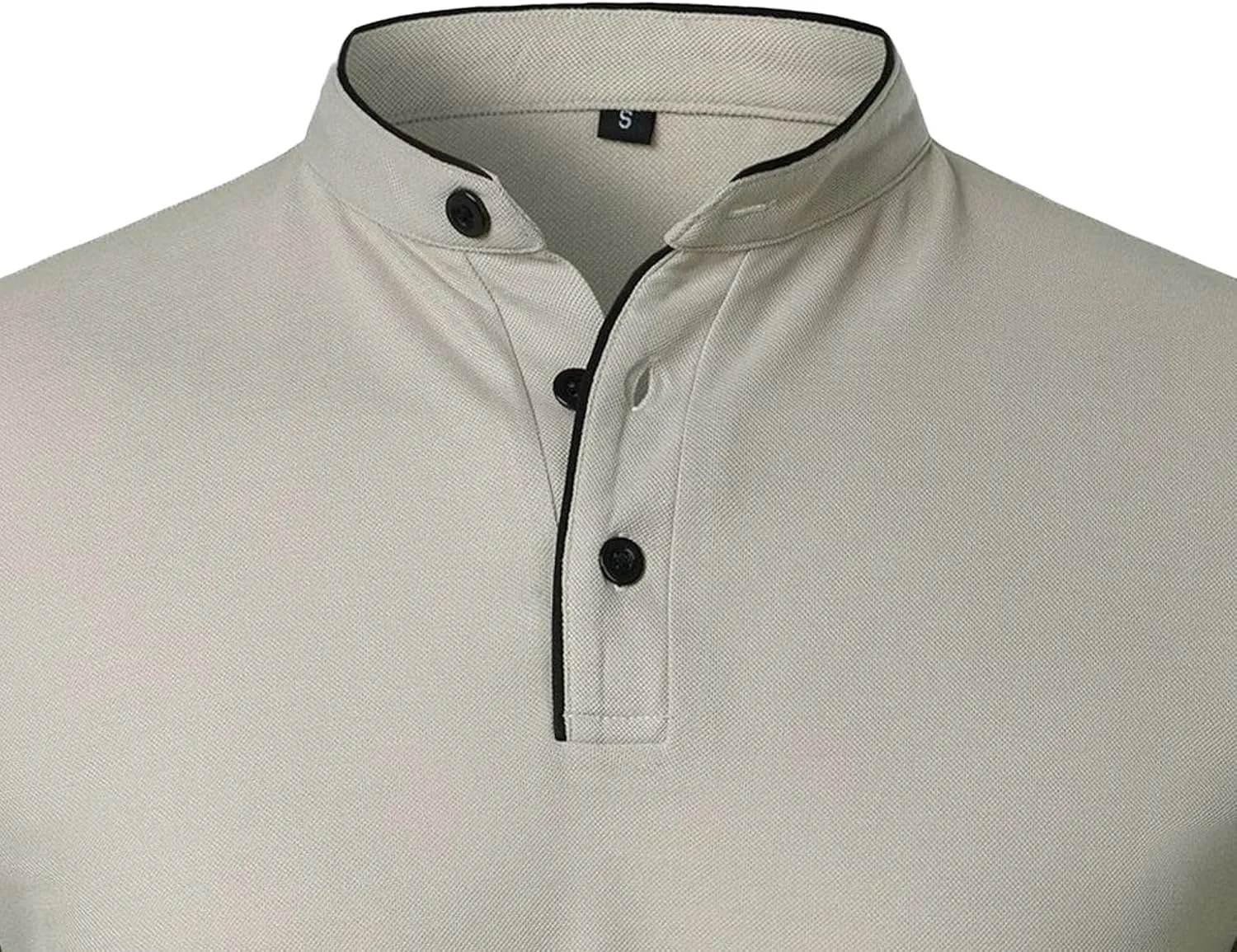 Men's Cotton Short Sleeve Polo Shirts Fashion Casual Band Collar T-Shirts Slim Fit Lightweight Basic Tees Tops