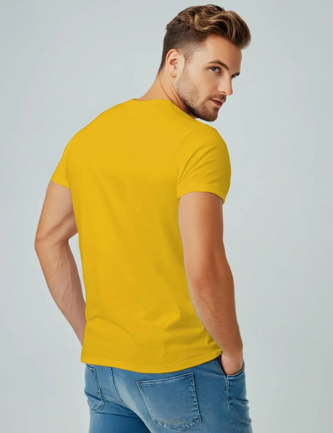 Mens Crewneck Tshirt Plain, Relaxed Fitted Basic T Shirts
