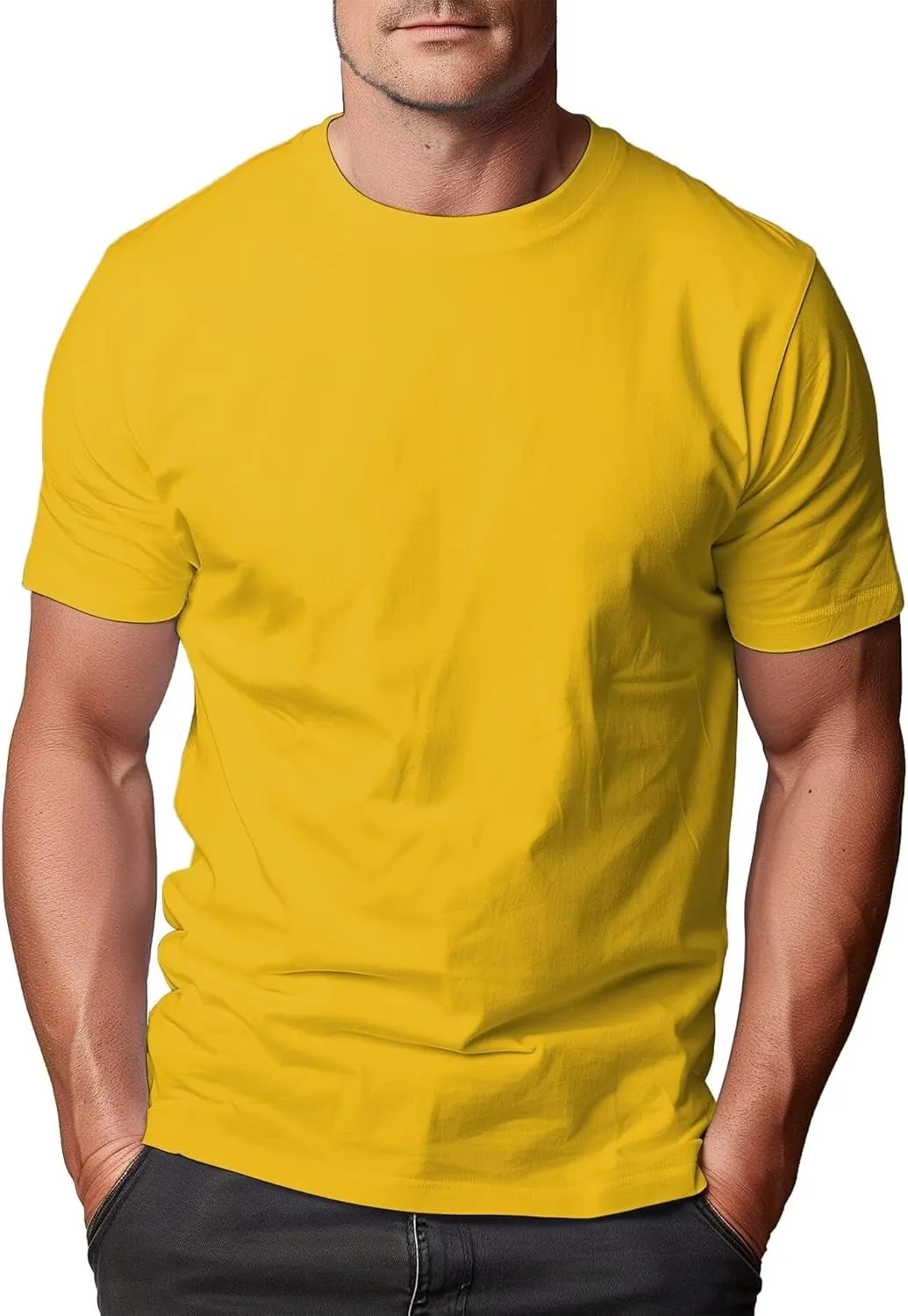 Mens Crewneck Tshirt Plain, Relaxed Fitted Basic T Shirts