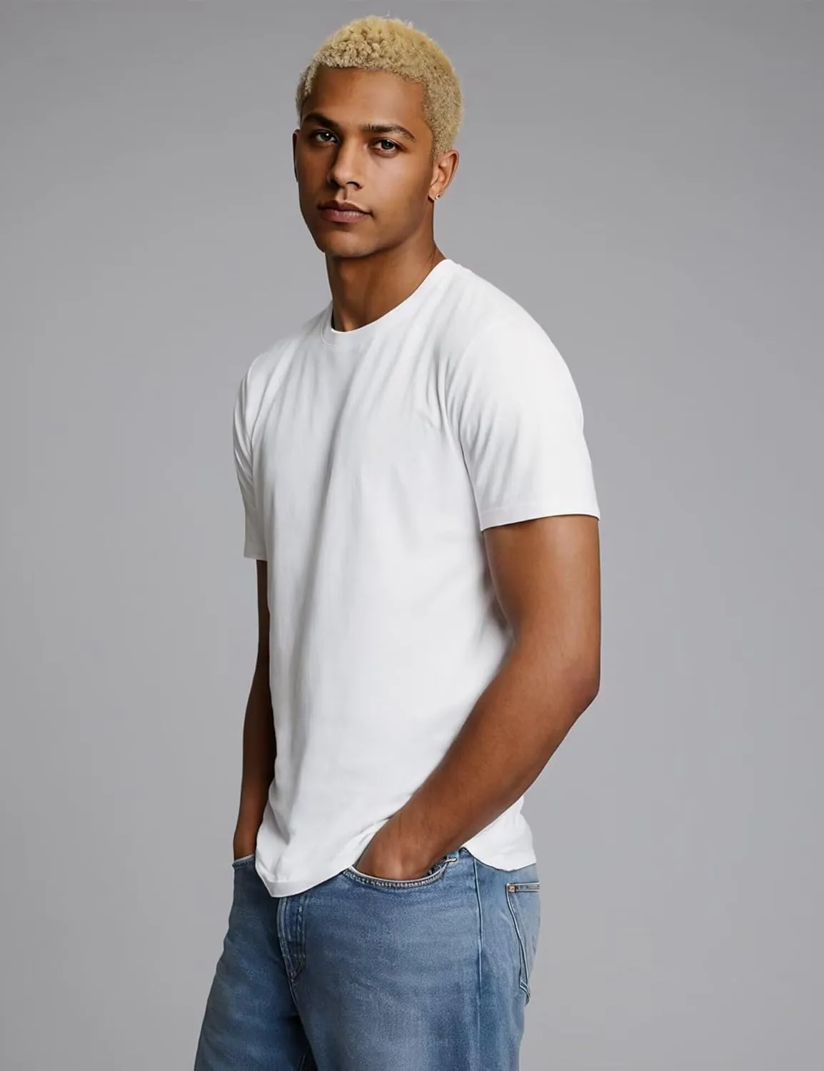 Mens Crewneck Tshirt Plain, Relaxed Fitted Basic T Shirts