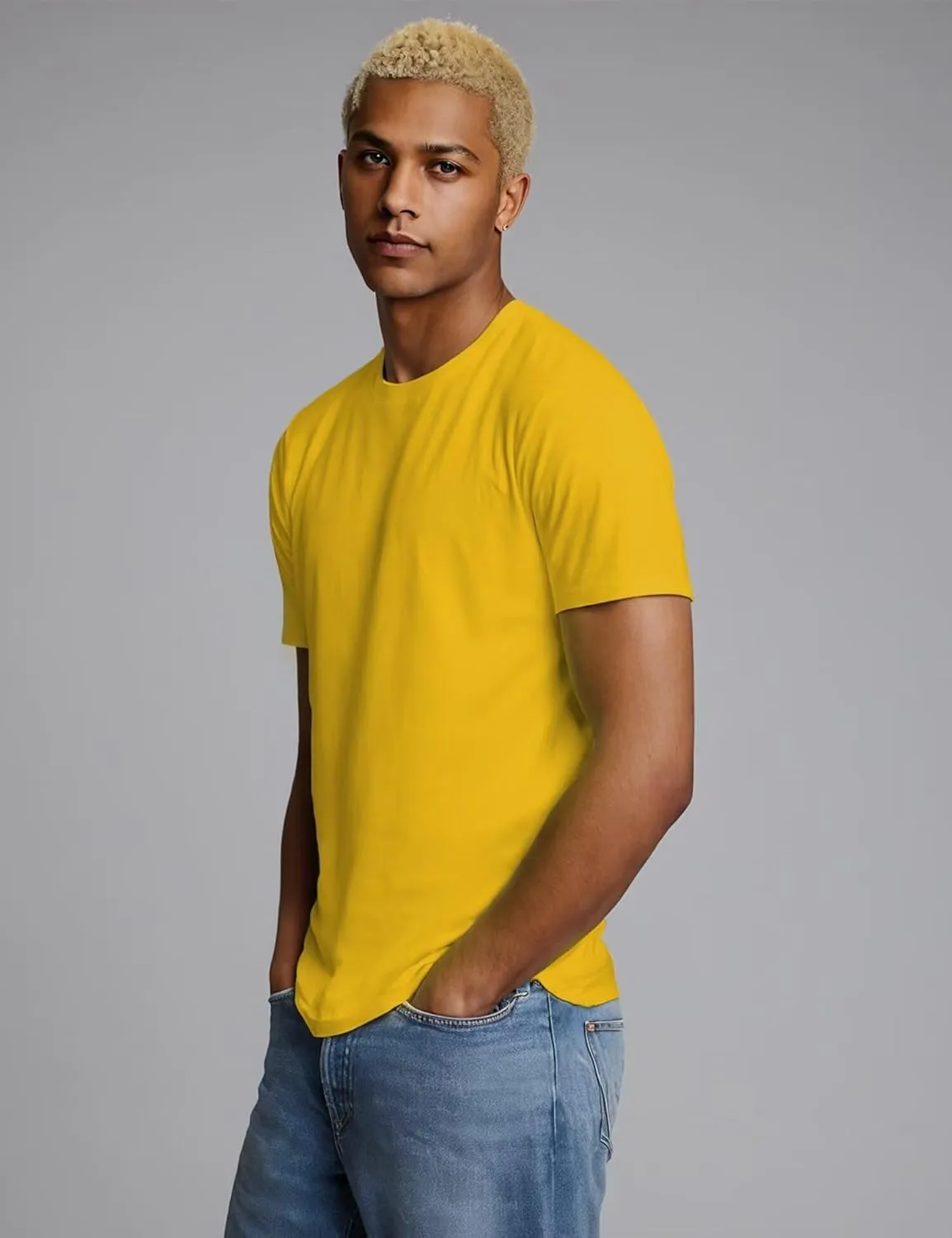 Mens Crewneck Tshirt Plain, Relaxed Fitted Basic T Shirts