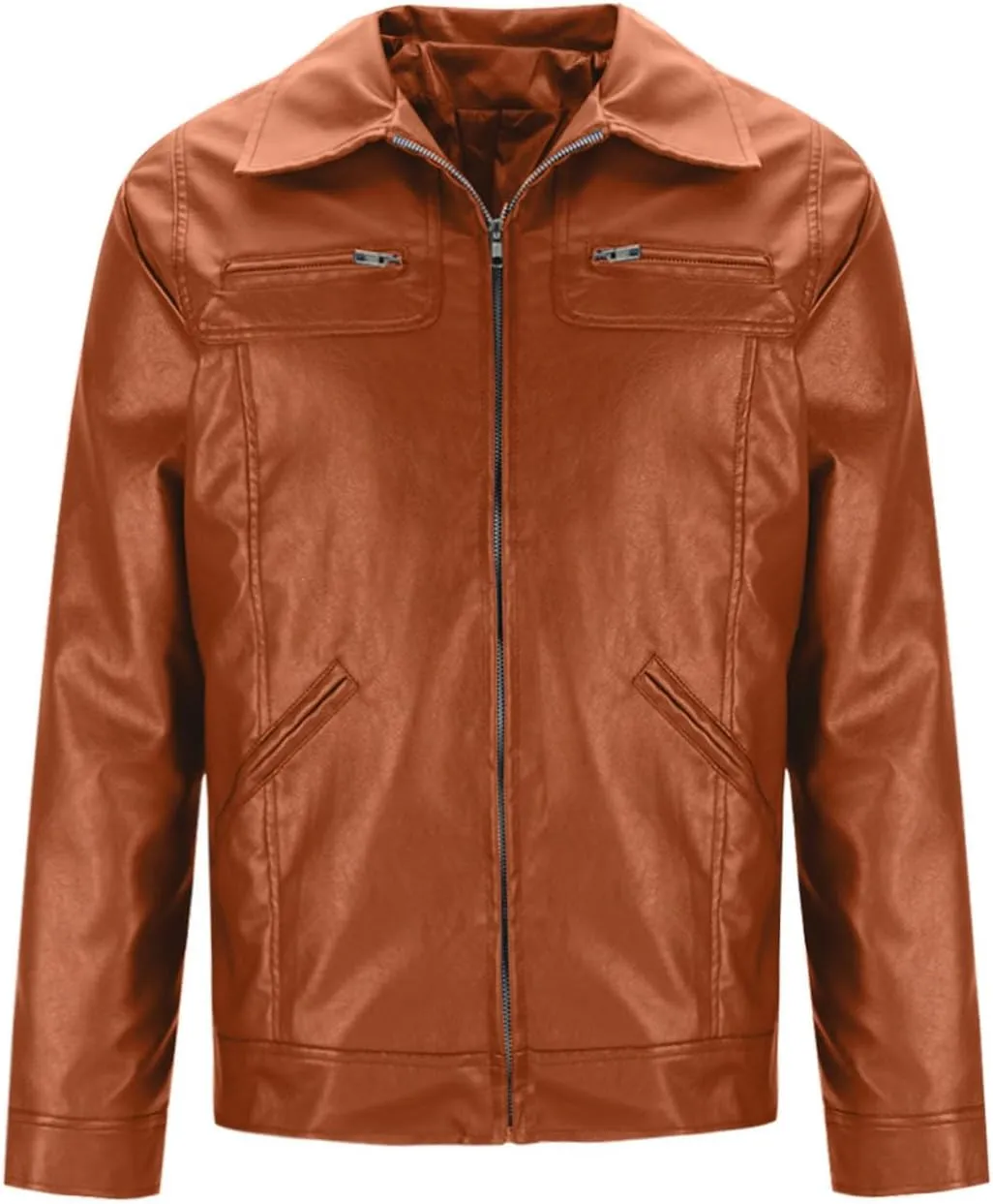 Mens Cropped Faux Leather Jacket Fall Fashion Casual Lightweight Coat Motorcycle Biker Bomber Jacket with Pocket