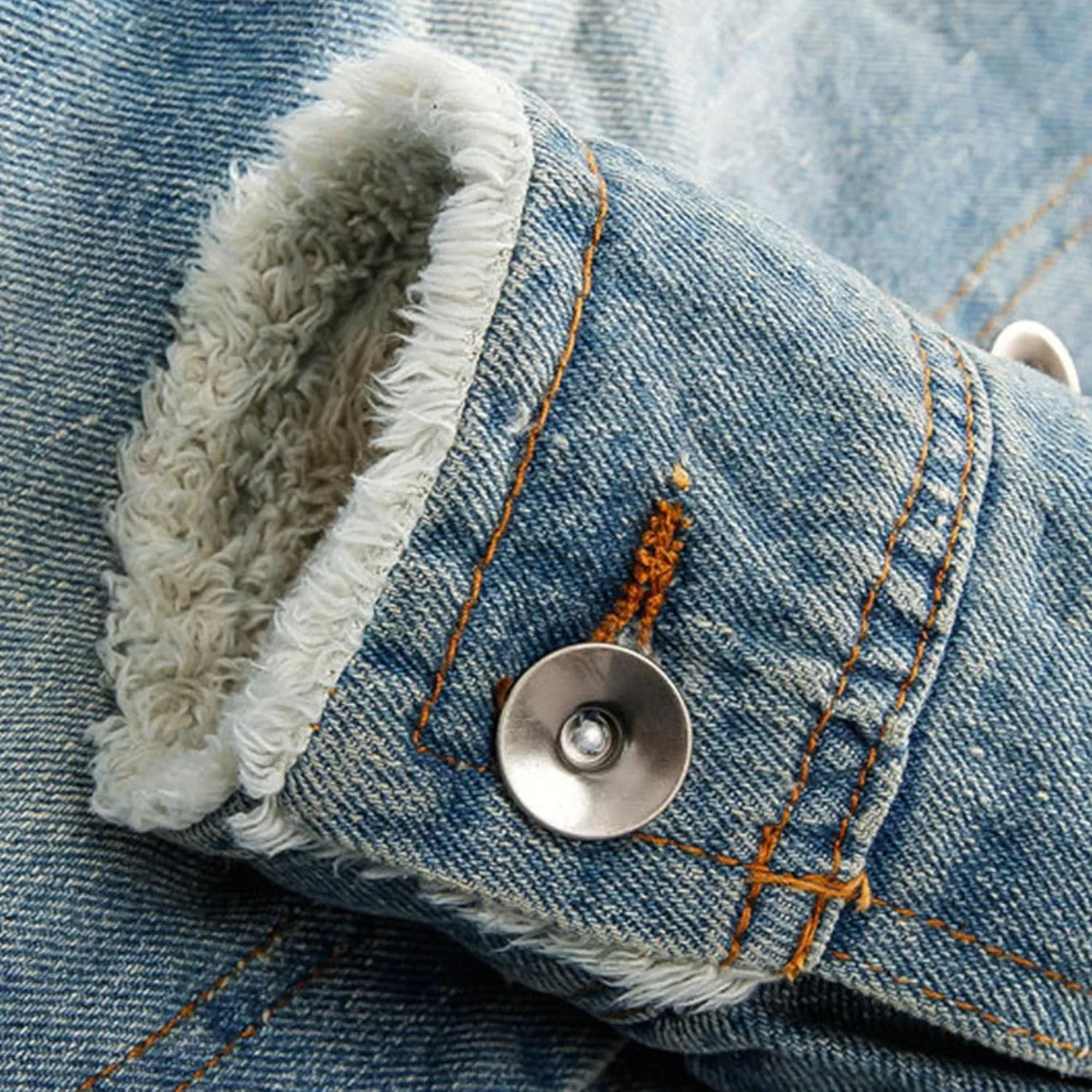 Mens Denim Jacket Plus Cotton Warm Fur Collar Sherpa Lined Denim Coat Vintage Fleece Cowboy Jean Jackets