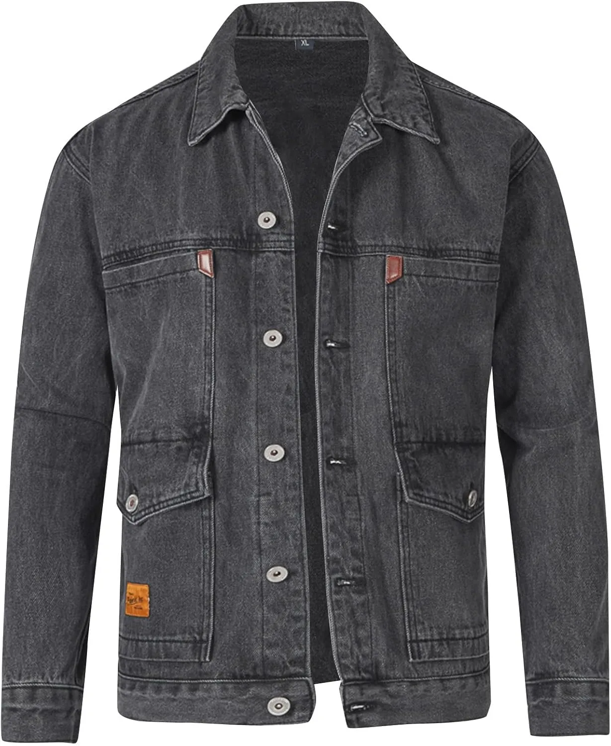 Mens Denim Jacket,Long Sleeve Button Down Jackets Distressed Jean Jackets Trucker Jacket Fall Casual Coat