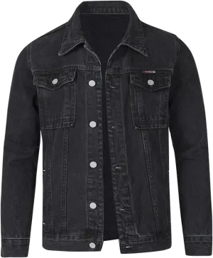 Mens Denim Jacket,Long Sleeve Button Down Jackets Distressed Jean Jackets Trucker Jacket Fall Casual Coat