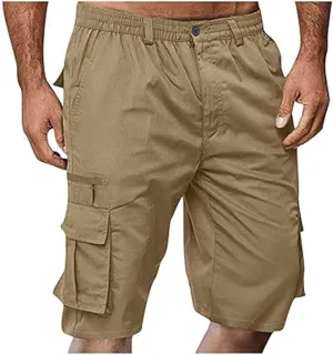 Mens Elastic Waist Cargo Shorts 2024 Summer Casual Bermuda Shorts with Multi Pocket Casual Short Pants Trendy Shorts